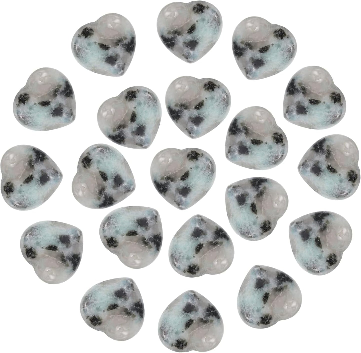 PATIKIL 20 Pcs Natural Heart Shaped Crystal Stone, 0.6 Inch Mini Polished Love Gemstone Crystal, Pocket Rock Engraved Worry Stones for Women Gifts Meditation, Tianshan Blue