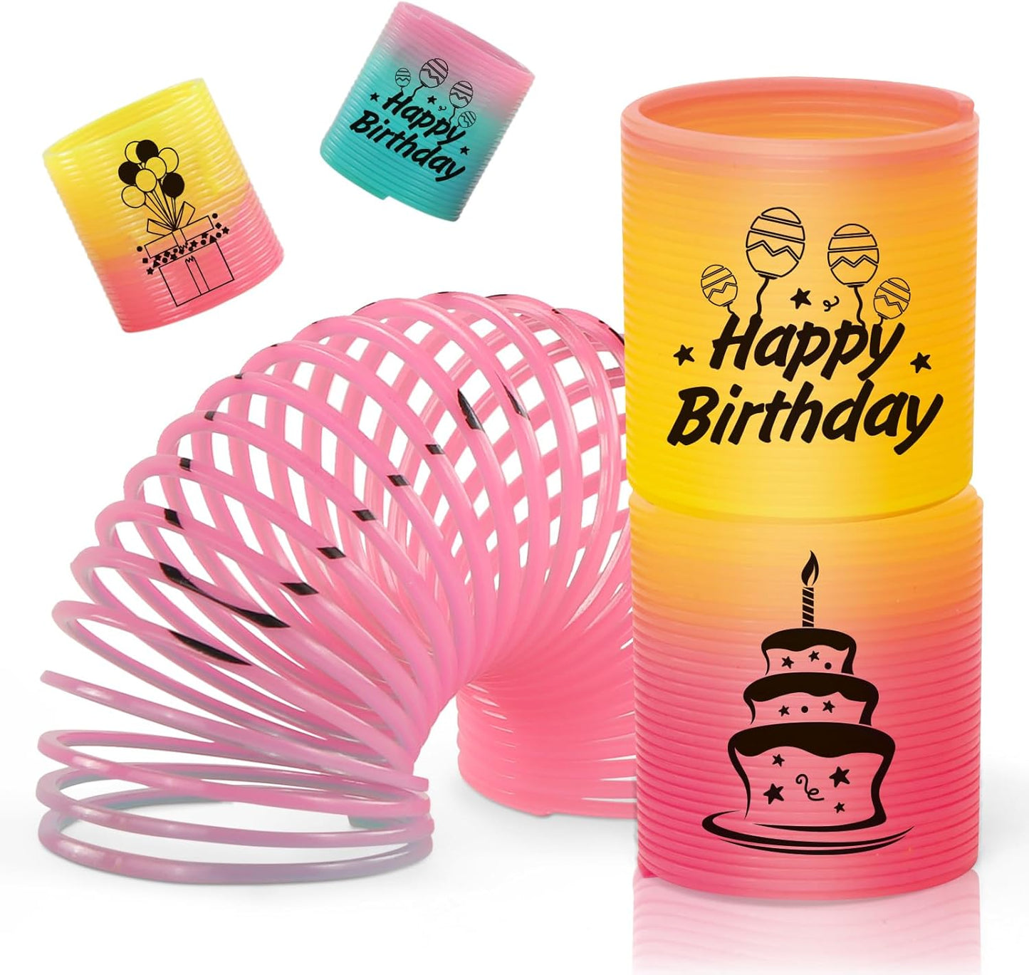 36 Pack Spring Rainbow Magic Fidget Stress Coil Mini Springs Bulk Toys Party Favor For Kids Birthday Carnival Prize Goodie Bag Stuffers For Boys Girls (Birthday)