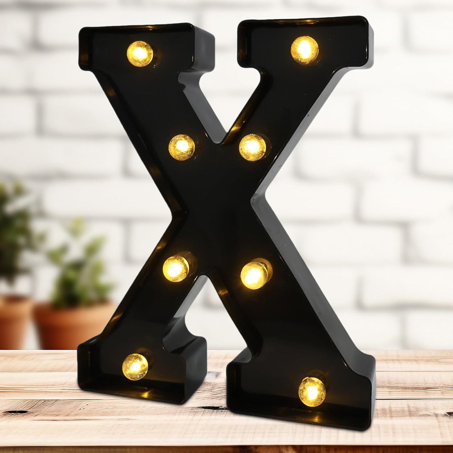 Led Marquee Letters, 8.58 Inch Black Light Up Letters, Small Led Letter Lights, Battery Powered Lighted Letterfor Table, Party, Birthday, Christmas Decor (Black, Letter X)