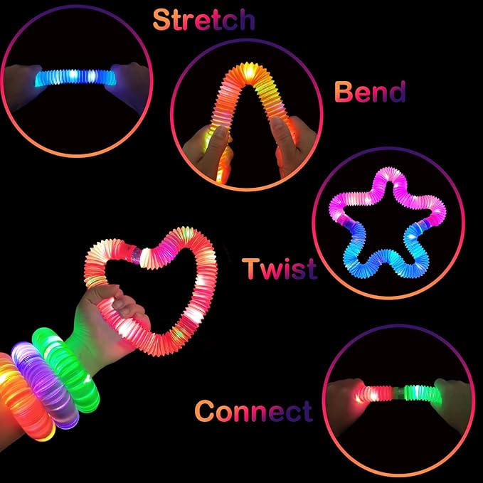 24 PCS Light Up Party Favors Supplies for Kids 4-8-12,Bulk Glow Sticks Bracelet Necklace Accessories Decorations for Toddlers,Valentines Mardi Gras Birthday Goodie Bag Stuffers Gifts for Boys Girls