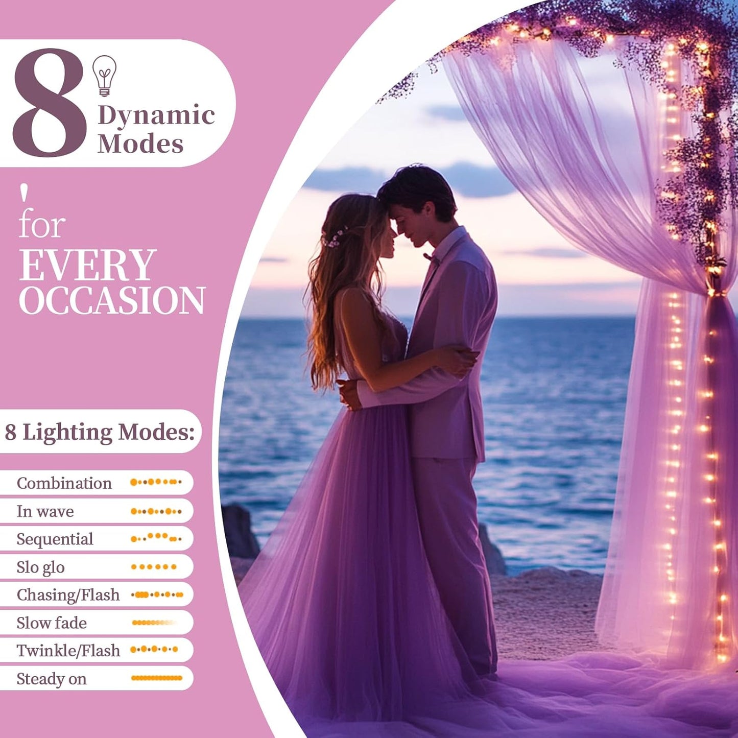 10x10ft Lavender Tulle Backdrop Curtain with Fairy Lights, Wrinkle-Free Sheer Wedding Backdrop for Birthday Parties, Baby Showers, Bridal Showers, Photo Shoots and Home Decorations, Lavender