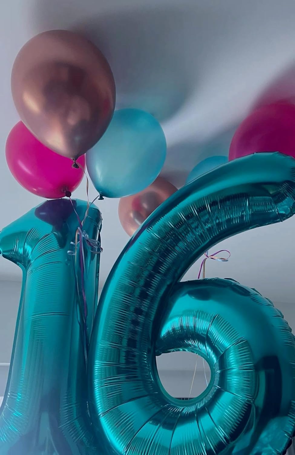 2026 Blue 40 Inch Mylar Foil Number 6 Balloon, Birthday Balloons for 6 16 Boy Girl Party Decorations Supplies,Blue Big Helium Balloon Numbers for 26 36 46 60 Men Women Anniversary