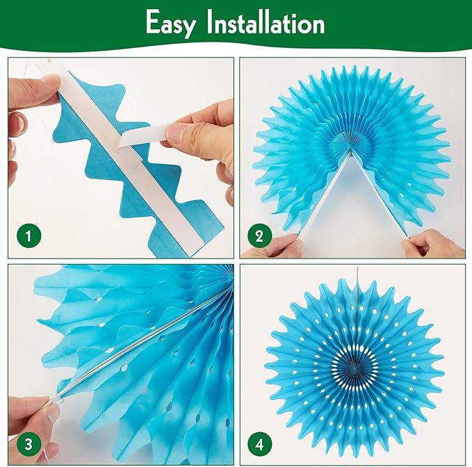 PAPER JAZZ Flowers Paper Birthday Party Decorations Happy Birthday Banners Red and Blue Paper Fans Classroom Decor Flower Wall Decor Hanging Ceiling Decorations