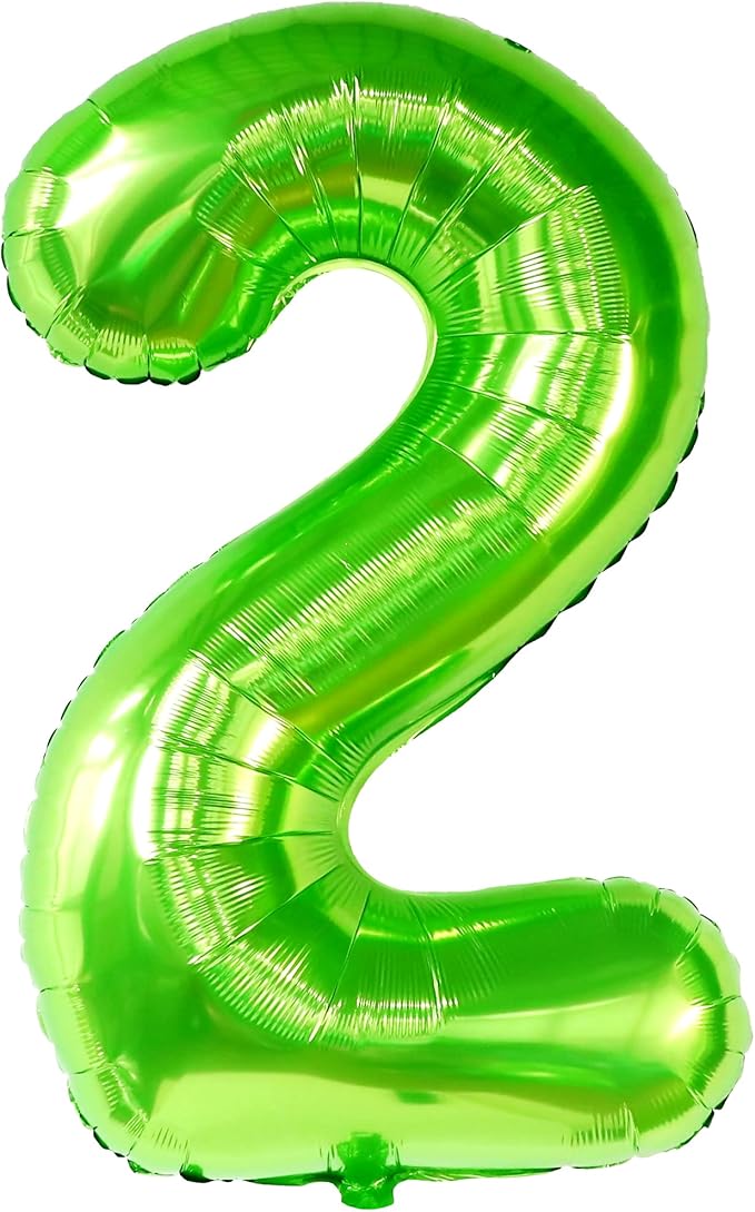 KatchOn, Light Green 2 Balloon Number - 40 Inch | Green Number 2 Balloon for Two Rex Birthday Decorations Boy | Green Two Balloon | 2 Year for Dinosaur Party Decorations 2 Year Old Boy