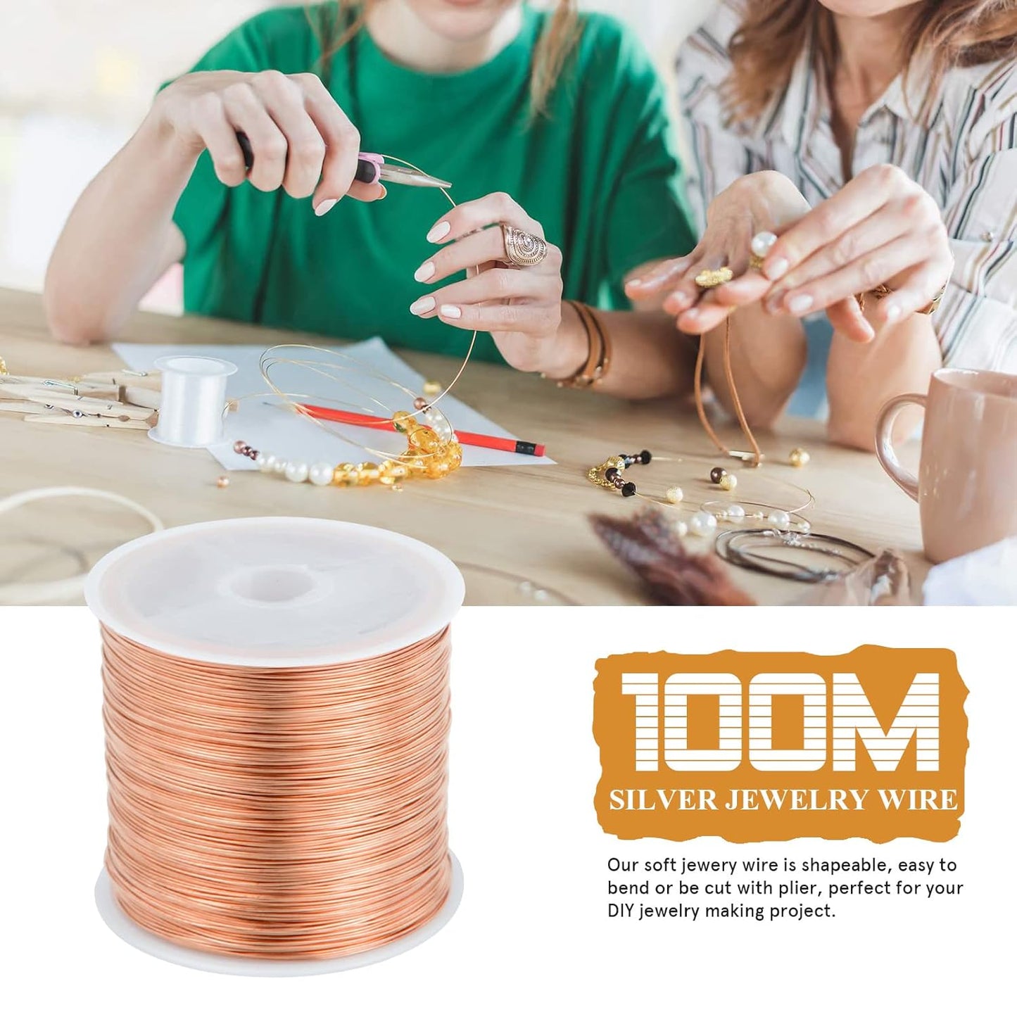 Cadikez 26 Gauge Rose Gold Plated Brass Jewelry Making Wire 100M/0.4mm Soft Metal Wire Bulk for Jewelry Making