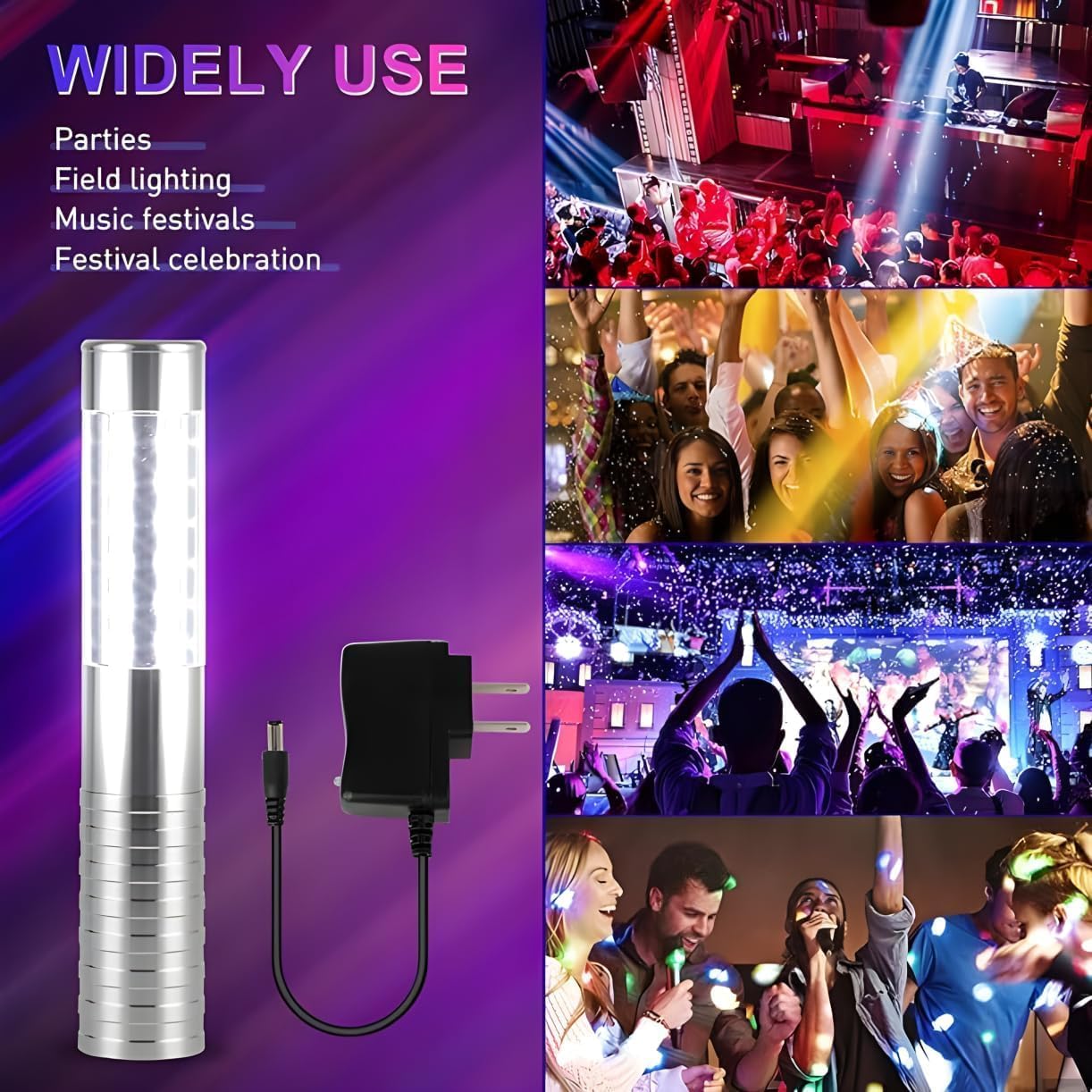 Strobe Baton Light,Stage Handheld Light,Champagne Bottle Sparklers, Recharge led Bottle Service Lights - for Bar Club Birthday Weddings Parties (Sliver 4 PC)