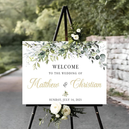 Welcome Sign Wedding With Stand, Welcome To Our Forever Wedding Sign, Wedding Entrance Sign, Wedding Directional Signs, Greenery Theme Wedding Sign Decoration