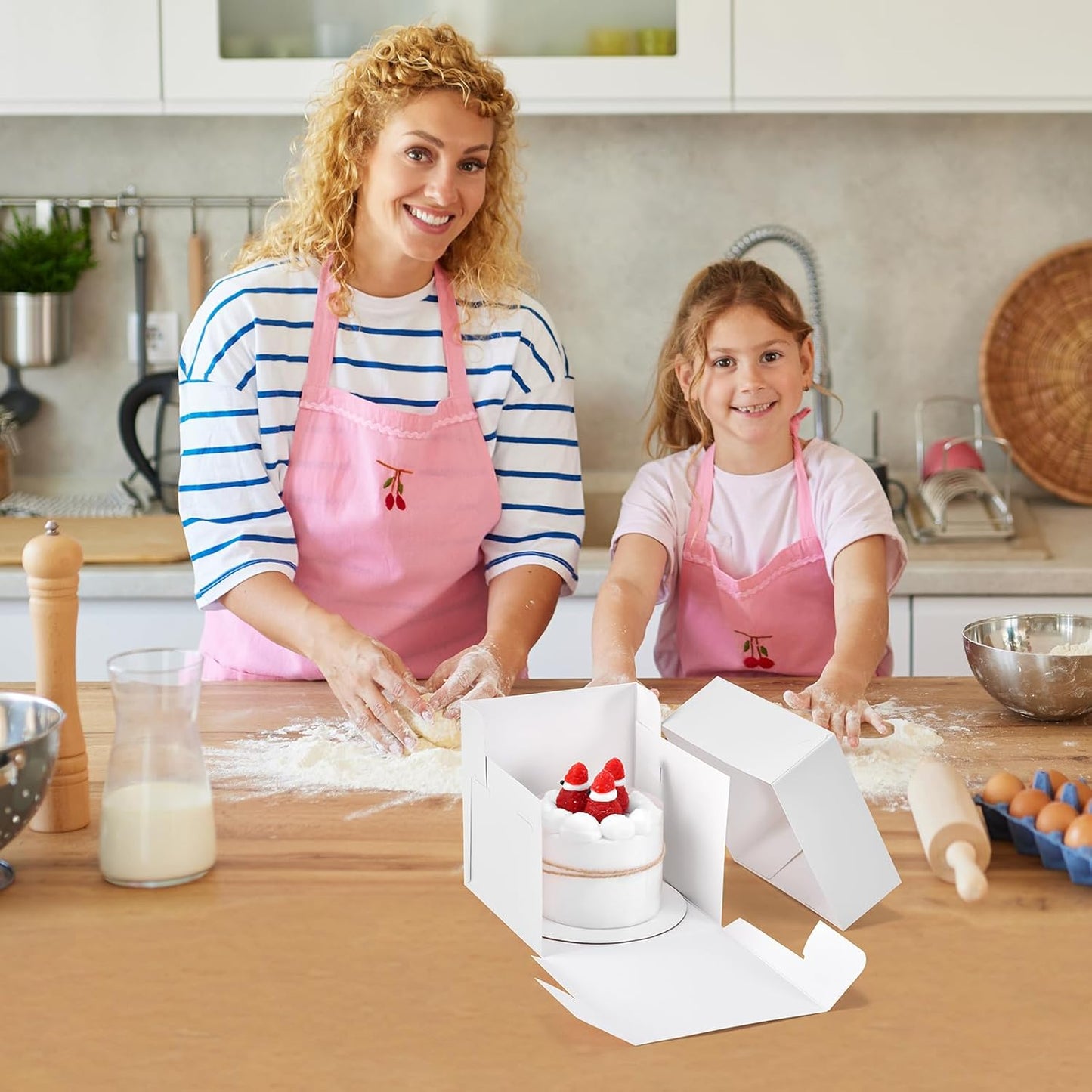 12Pcs 6x6x6 Inches Mini Cake Boxes, White Square Bakery Boxes with Window, Small Cake Containers for Pastries, Cookies, Chocolates, Cupcakes, Birthday Party Cajas Pasteles