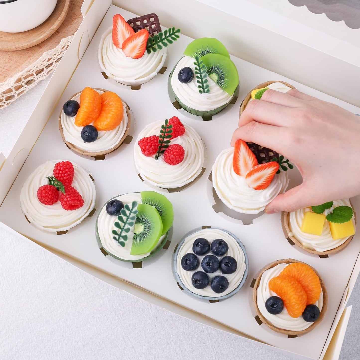 VGOODALL 6PCS White Cupcake Containers, 12 Count with Window Boxes Holding 72 Pastry Box for Birthday Holiday Party Bakery Supplies