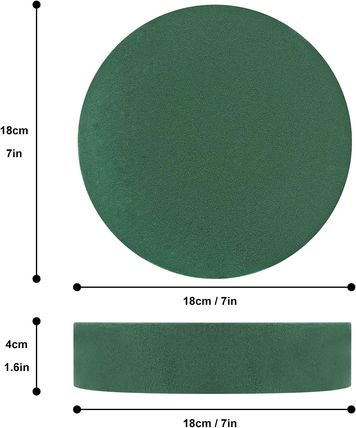 IHDYPPEW 10 PCS Floral Foam Blocks, 7 Inch Large Dry Round Green Floral Foam for Flower Arrangements, Perfect for Crafting, Floral Arranging, Weddings and Floral Creation