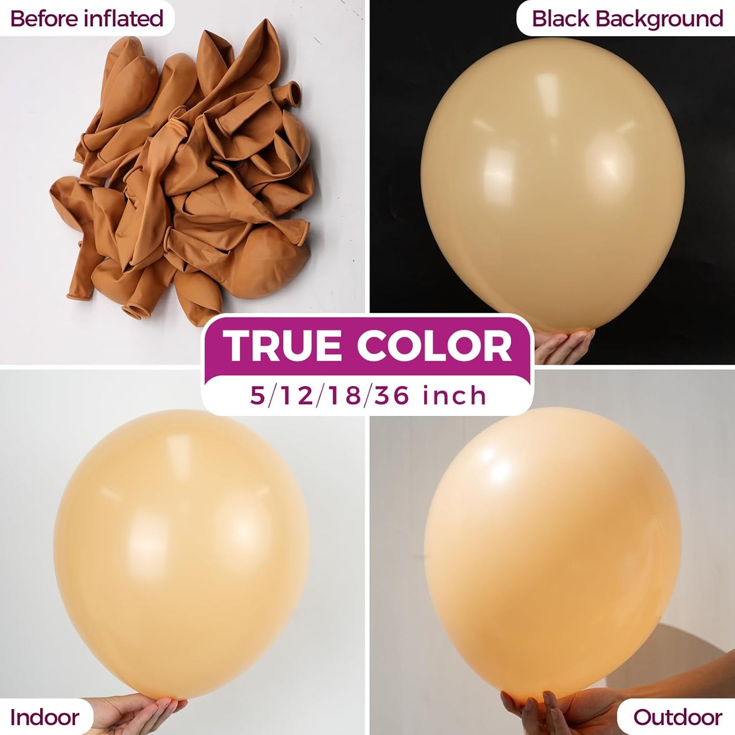 Bezente Nude Balloons Latex Party Balloons - 100 Pack 12 inch Round Helium Sand Nude Balloons for Birthday Wedding Bridal Shower Party Decorations