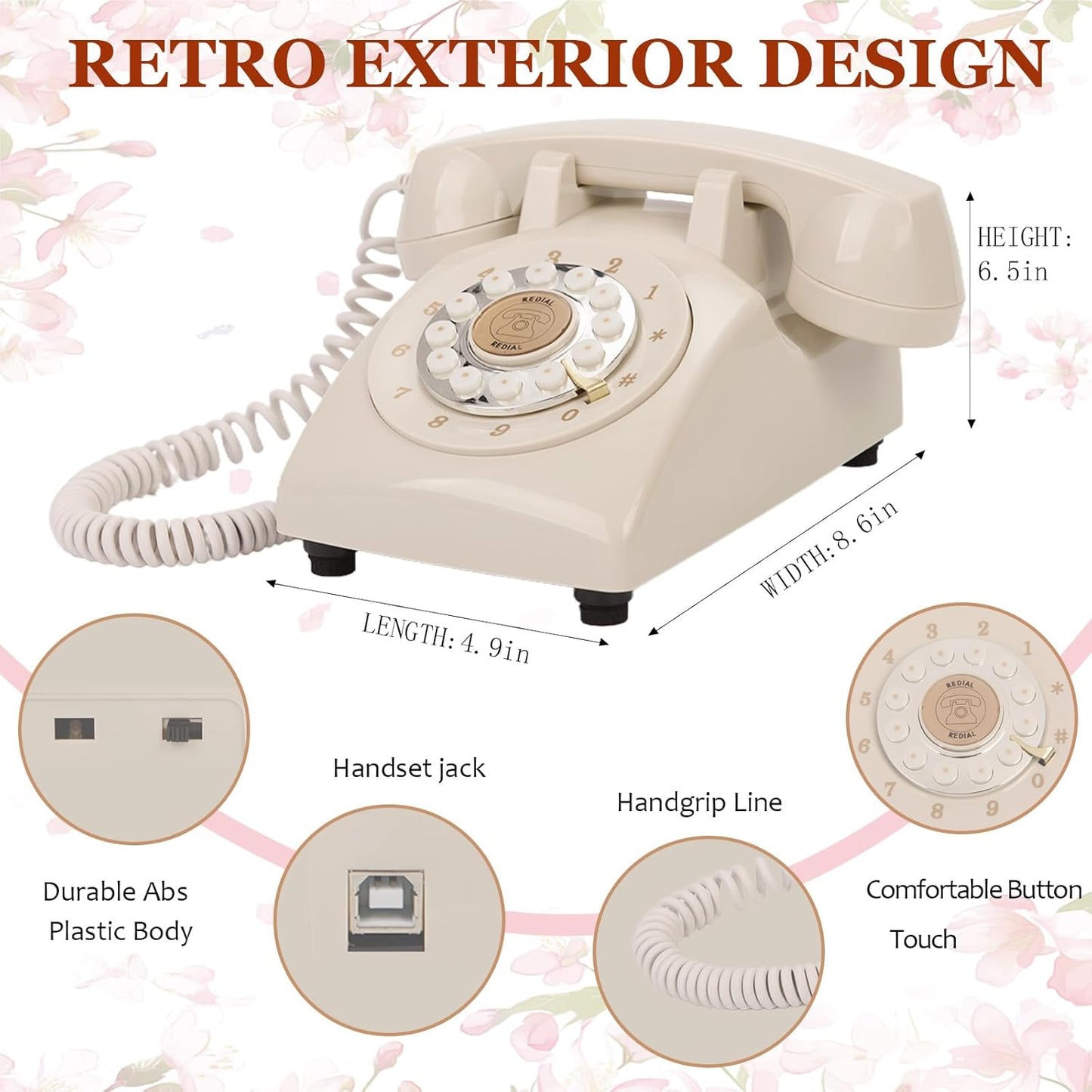 Audio Guest Book Wedding Phone, Audio Phone Guestbook Leave a Message Phone for Bridal Shower Birthday Party Baby Shower Anniversary Engagement Daily (Beige)