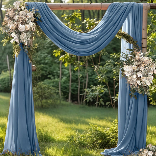 Fall Dusty Blue Wedding Arch Draping Fabric 1 Panel 29" × 20FT Sheer Drapes Outdoor Curtain for Wedding Ceremony Baby Bridal Shower Arch Ceiling Backdrop Decor