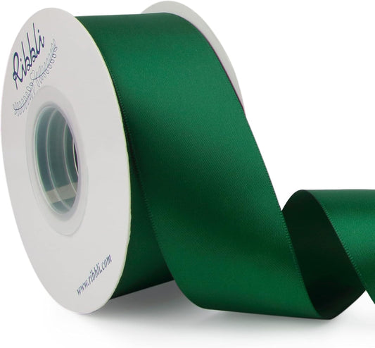 Ribbli Forest Green Double Faced Satin Ribbon,1-1/2” x Continuous 25 Yards,Use for Craft Bows Bouquet, Gift Wrapping, Wedding Decoration, Floral Arrangement