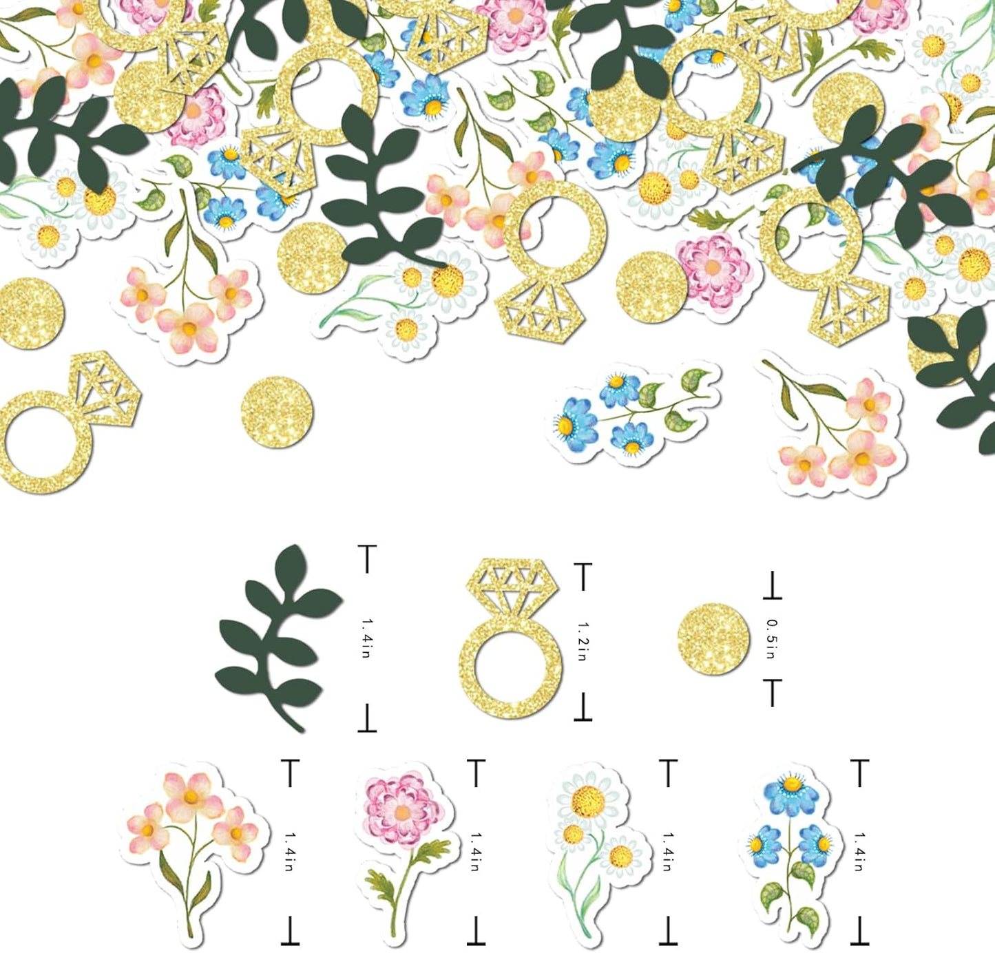 200 pcs Flower and Greenery Wedding Confetti for Tables, Off The Market Bridal Shower Decor, Sage Green Bachelorette Confetti for Engagement Wedding Shower Decorations.