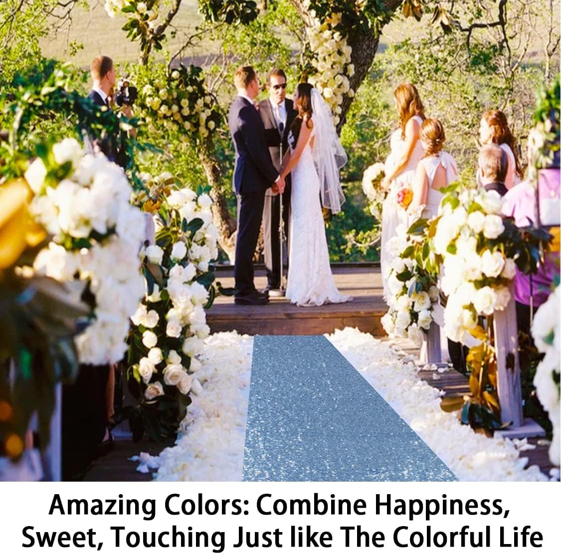 ShinyBeauty Baby Blue Sequin Aisle Runner 4x15 Feet - Sparkling Wedding Aisle Carpet for Indoor Ceremonies, Bridal Showers, Receptions