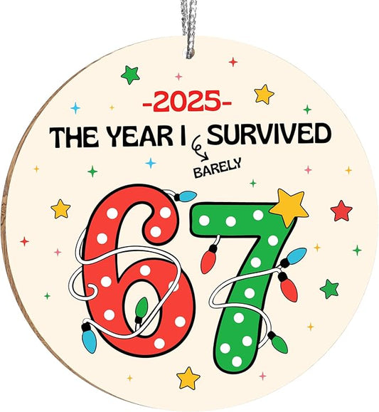 67 Christmas Ornament, 67 Ornaments for Xmas Tree, Funny Christmas Ornaments 2025, 6 7 Meme Ornament for Teens, Six Seven Gifts, Gag Gifts for Teens, Teen Girls Trendy Stuff (Survival 67)