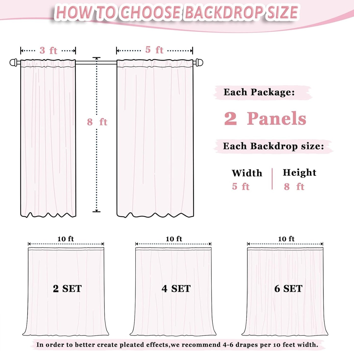 DUOBAO Ivory Chiffon Curtains Baby Shower Background 2 Panels 58"x96"Collapsible Bright Curtain 5ft x 8ft for Weddings Drapes Living Room Voile Window Photography