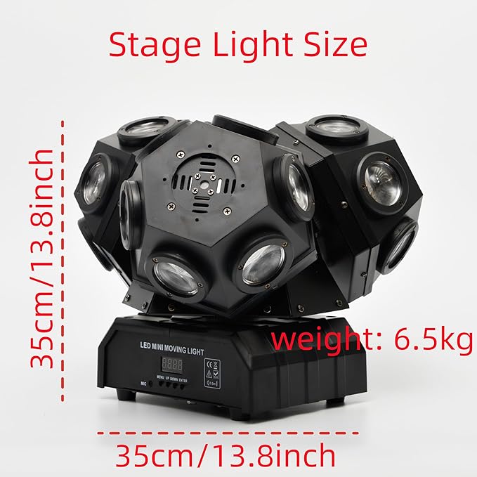 18LEDs Moving Head DJ Light Rotating Beam Lights Stage DJ Lighting Led Pinspot Uplighting Lights for Events Sound Activated Dmx512 Light for DJ KTV Disco Party Wedding Concert Festival