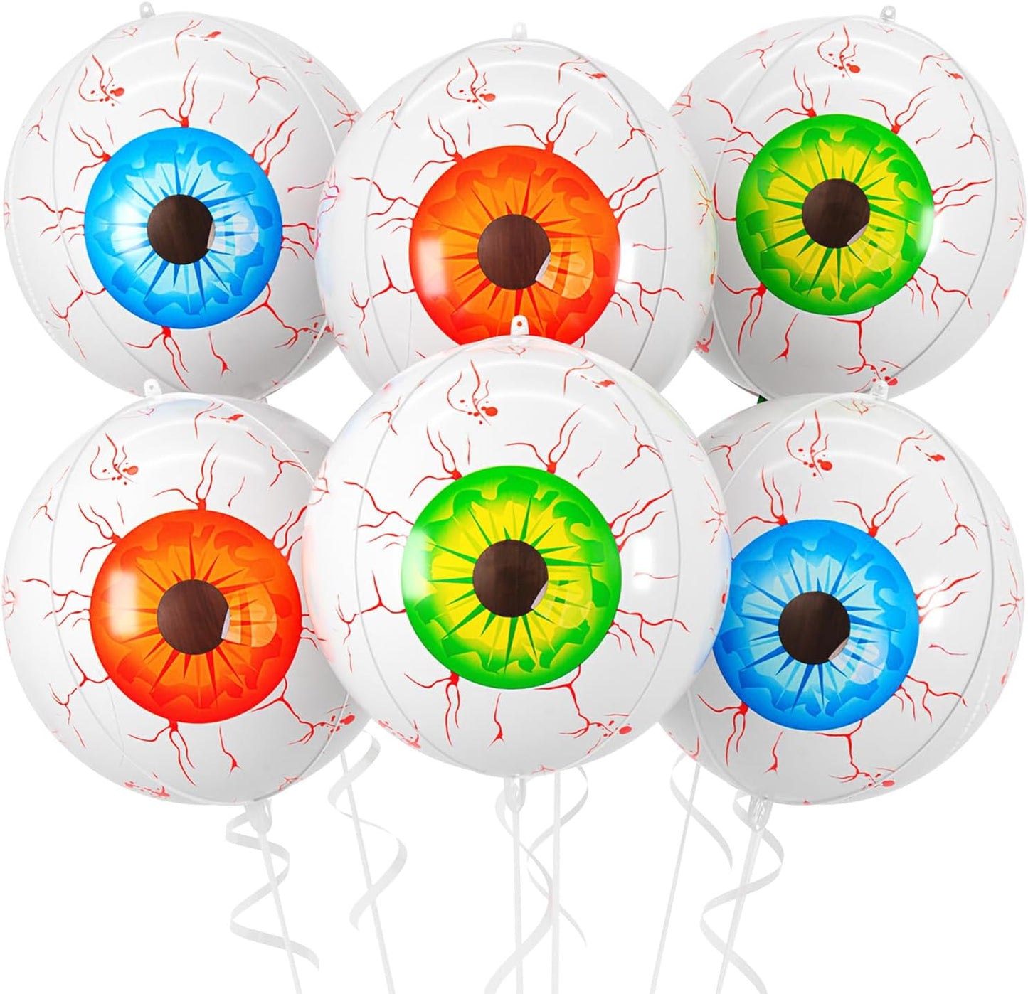Halloween Foil Balloons Orange Green Blue Eye, 6 Pcs Large Eye Giant 4D Round Balloons, 22 Inch Big Round Foil Balloon Halloween Party Decorations for Adults Kids