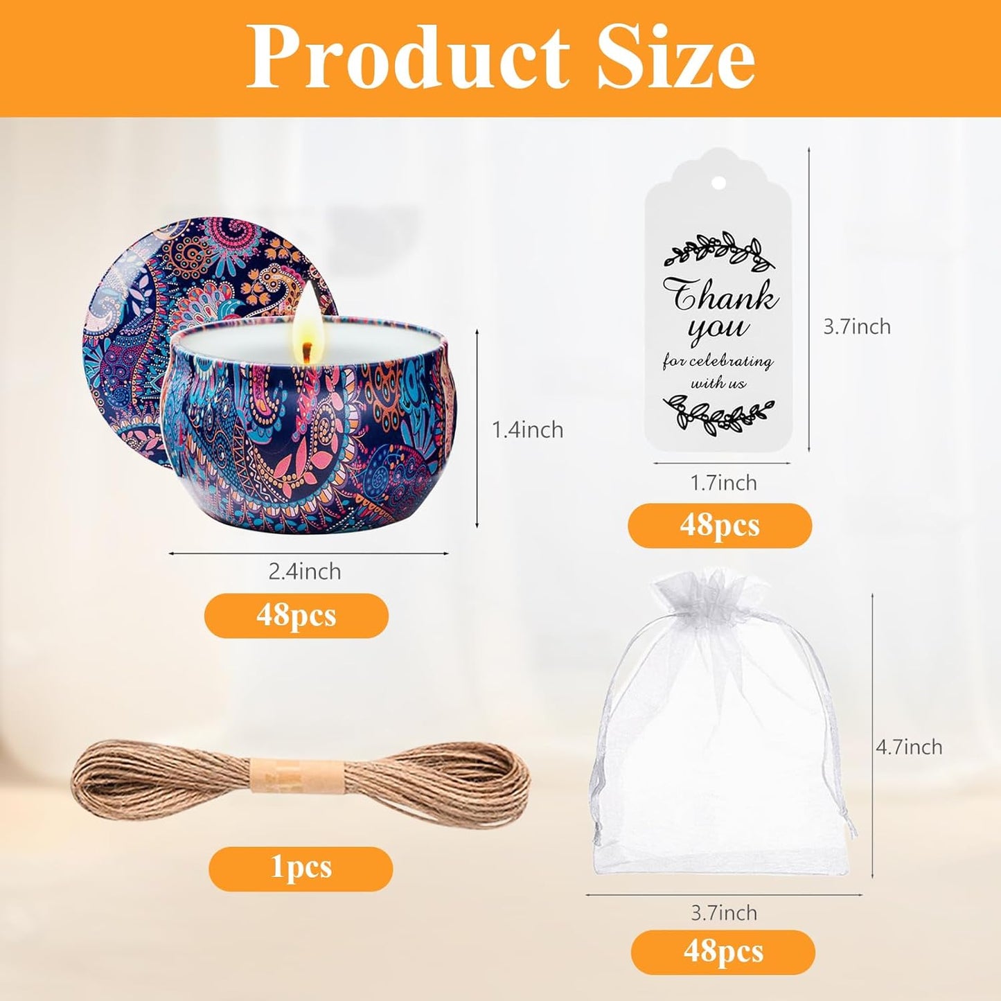 48 Pack Scented Candles Gift Set Long Lasting Soy Wax Aromatherapy Candles for Home Wedding Baby Shower Bridal Party Favors Christmas Birthday Gifts for Women