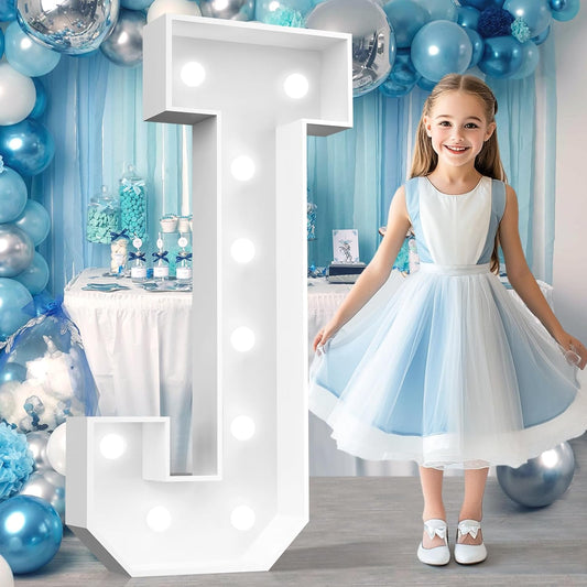 Ledido 4FT Marquee Light Up Letters, Cool White Light Up Letters Large Marquee Letter for Party Decorations, Mosaic Letter J for Balloons, Wedding Birthday Graduation Decor J