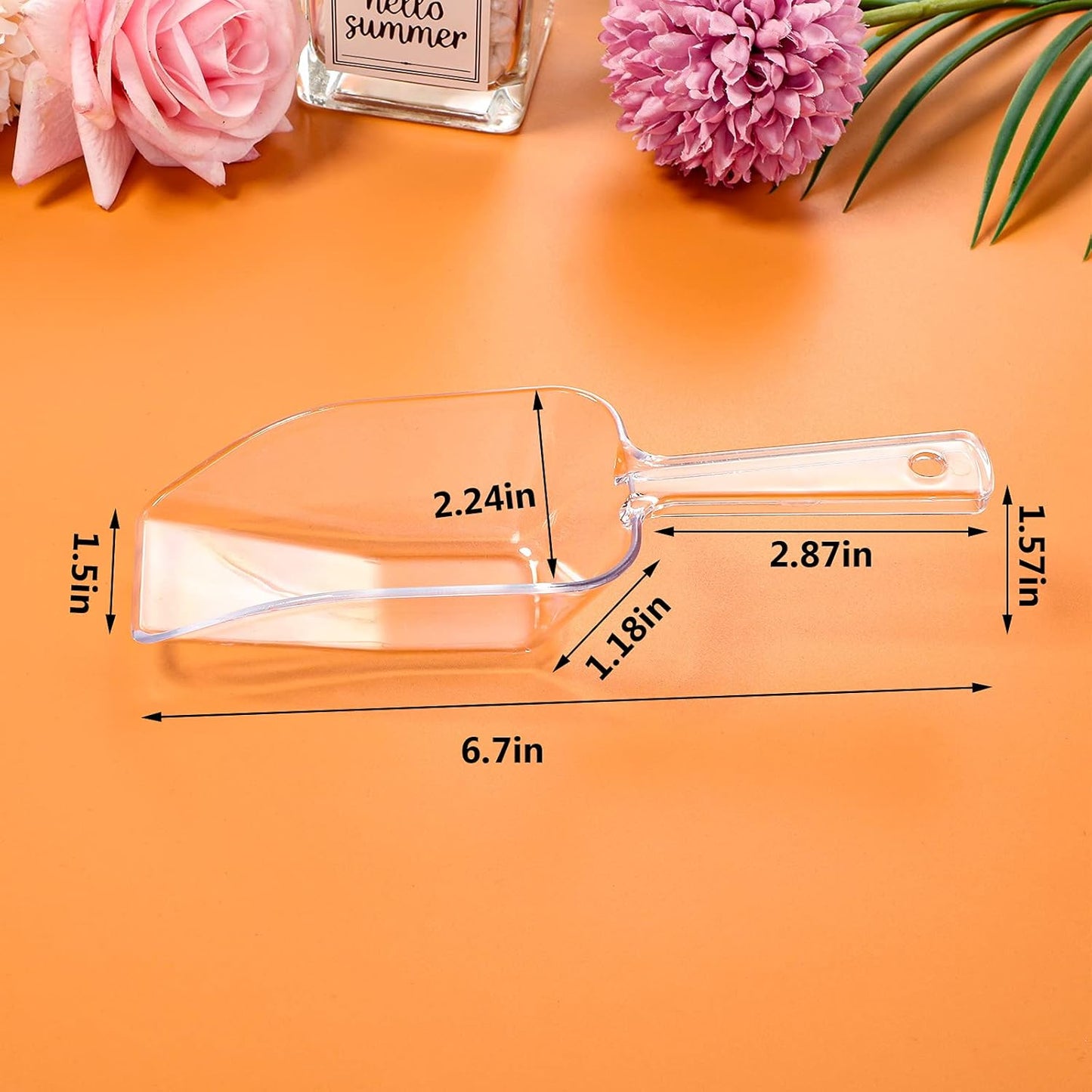 Roshtia 12 Pcs Plastic Serving Tongs Mini Kitchen Tongs Utility and Plastic Kitchen Scoops Clear Ice Scoop Mini Clear Buffet Scoop for Candy Dessert Buffet Ice Snack Coffee Tea