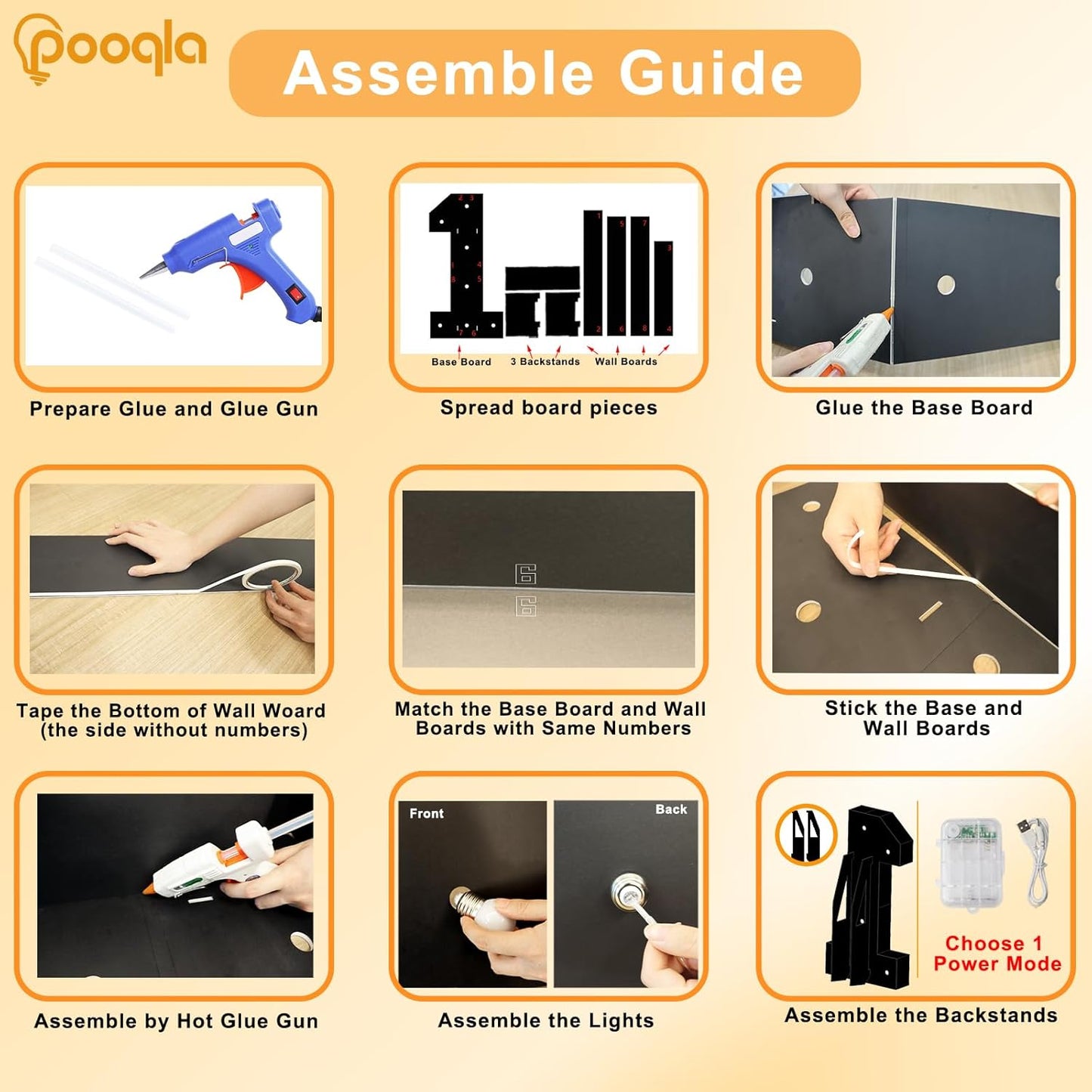 Pooqla 3FT Marquee Light Up Numbers, Black Lighted Party Decor for her him Women Men, Giant Mosaic Light Up Numbers for 1st 16th 21st Birthday Anniversary Decoration, Number 1