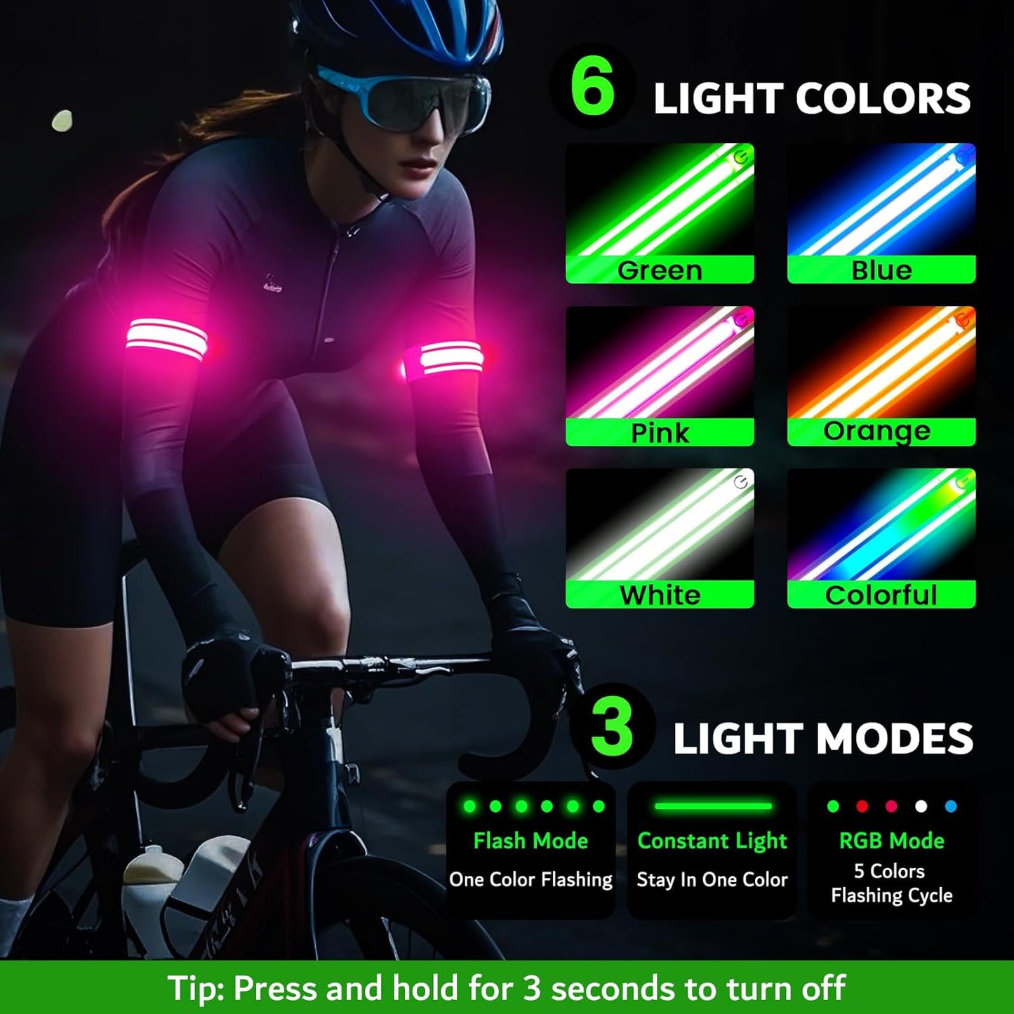 LED Armband for Running(2 Pack),Light Up Arm Bands for Night Walking Running,Rechargeable Lights for Runners,High Visibility Reflective Running Gear Adjustable Light Up Wristbands