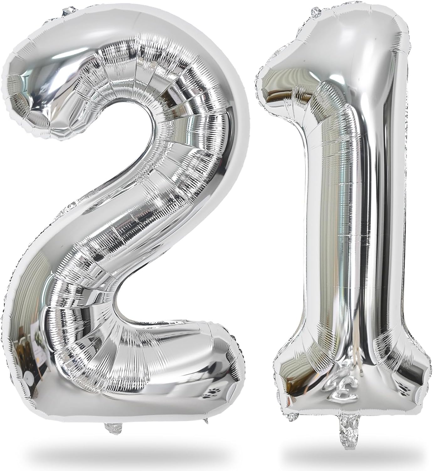 21 Balloons Number, Giant Silver Number 2 & 1 Helium Foil Balloon for Women 21st Birthday Decor, 40 Inch Self Inflating Mylar Number 21 Balloons for Man Anniversary Party Decorations Supplies