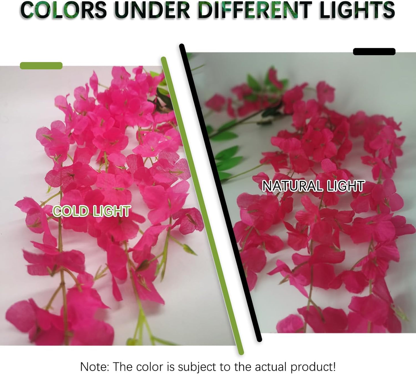 12 Pack Fuchsia Wisteria Hanging Flowers Garland, 3.77 Feet Artificial Flower Vines, Fake Wisteria, Artificial Vines Hanging Garland for Backdrop Outdoor Yard Garden Decor