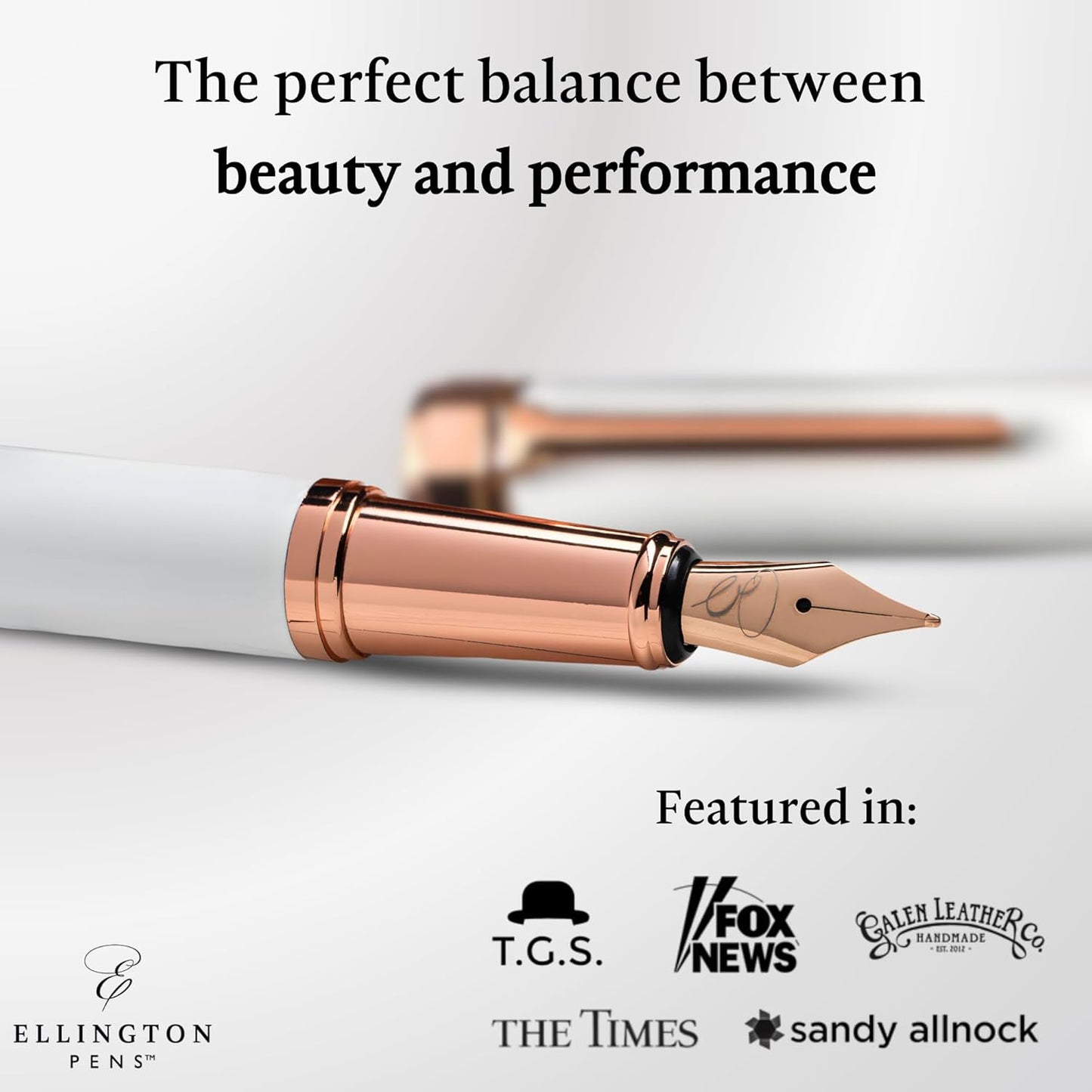 Ellington Pens Luxury Fountain Pen Set- Fountain Pens for Writing - Smooth Medium Nib - Includes Refillable Ink Converter, 3 Ink Cartridges [Black & Blue], Gift Box - Elegant Calligraphy