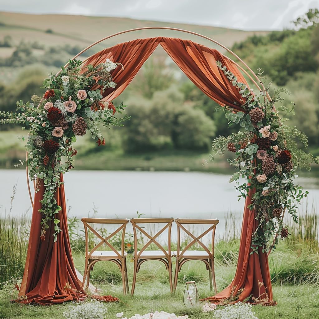 Wedding Arch Draping Fabric 6 Panels 28.7" x 20FT Terracotta Sheer Chiffon Backdrop Drapes for Wedding Ceremony Birthday Party Bridal Shower Outdoor Decoration