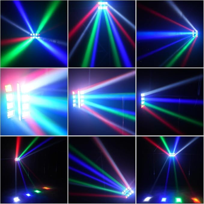 8-Pack U`King Spider Moving Head Light 8x10W LEDs Beam Sound Activated and DMX-512 Control for Party Pub Festival Disco Show Wedding Event