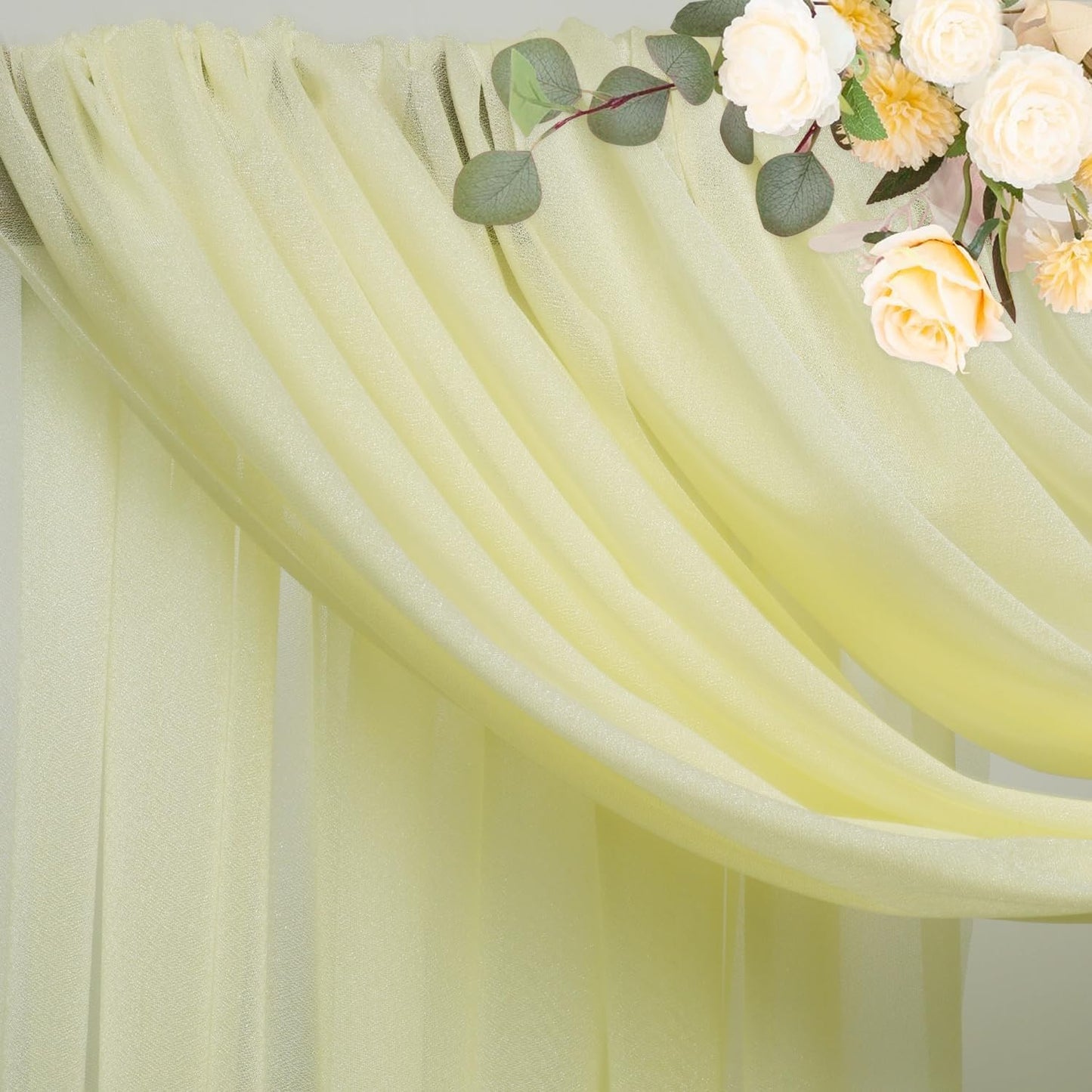 Wokceer Wedding Arch Draping 2 Panels 28.7" x 20FT Beige Sheer Fabric Backdrop for Ceremony, Birthday Party, Bridal Shower Decoration