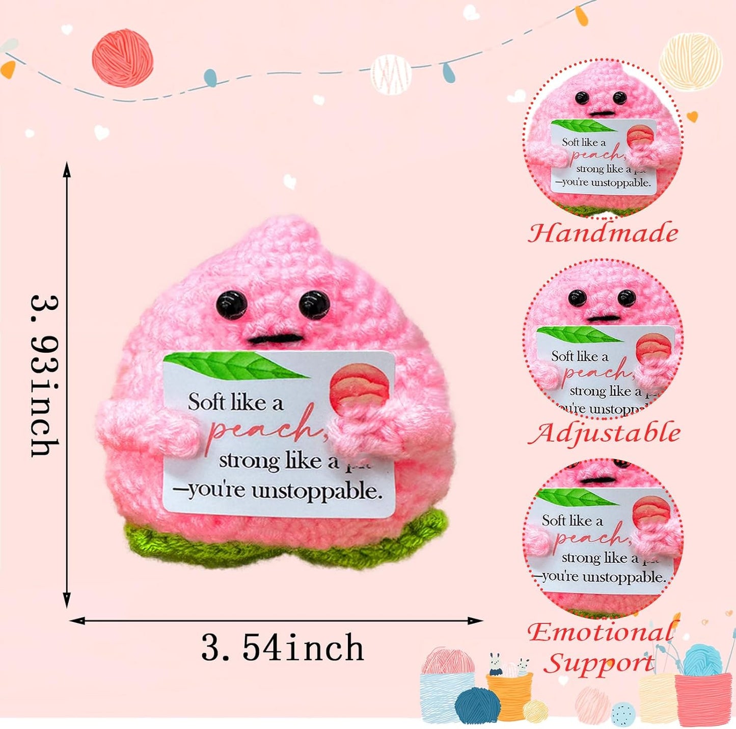 Emotional Support Crochet Peach,Lovely Gift for Friends,Mom,Dad,Grandpa,Grandma,Colleagues,Classmates,Graduation Gift,Emotional Support Crochet,Home Office Decoration