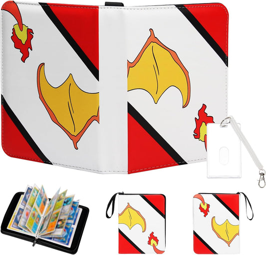 Madrigal Trading Card Binder 4 Pocket,400 Pockets Card Holder with 50 Removable Sleeves,Trading Card Albums for Game Cards,Premium Card Book, Game Cards & Sports Cards Red/White