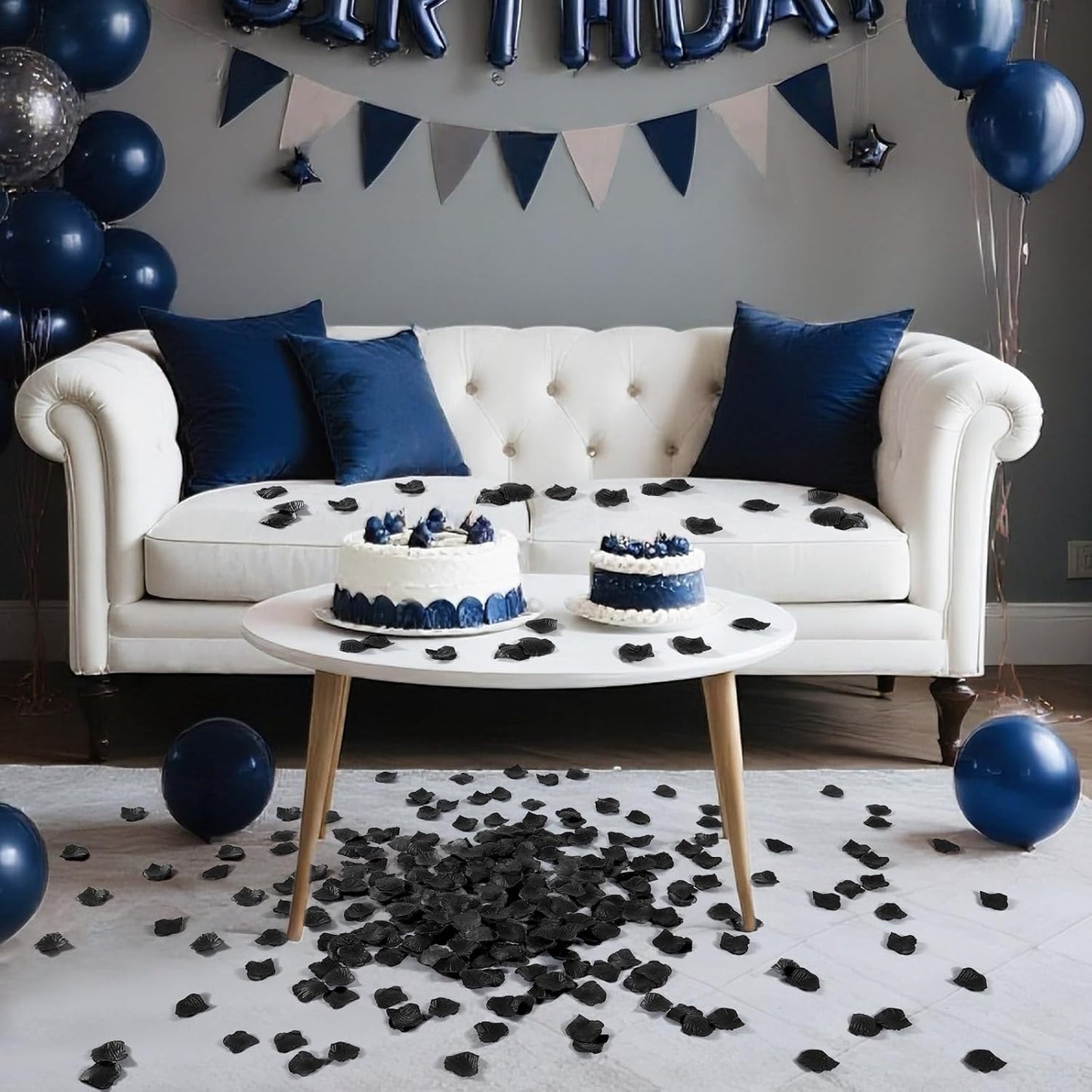 1000 Pcs Black Rose Petals Artificial Silk Flower Petals Romantic Decorations for Wedding Engagement Birthday Event Anniversary Party Backdrop Supplies