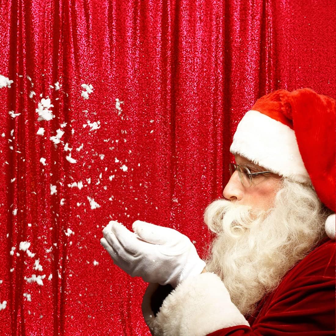 Poise3EHome 6FT x 8FT Sequin Photography Backdrop Curtain for Party Decoration, Red