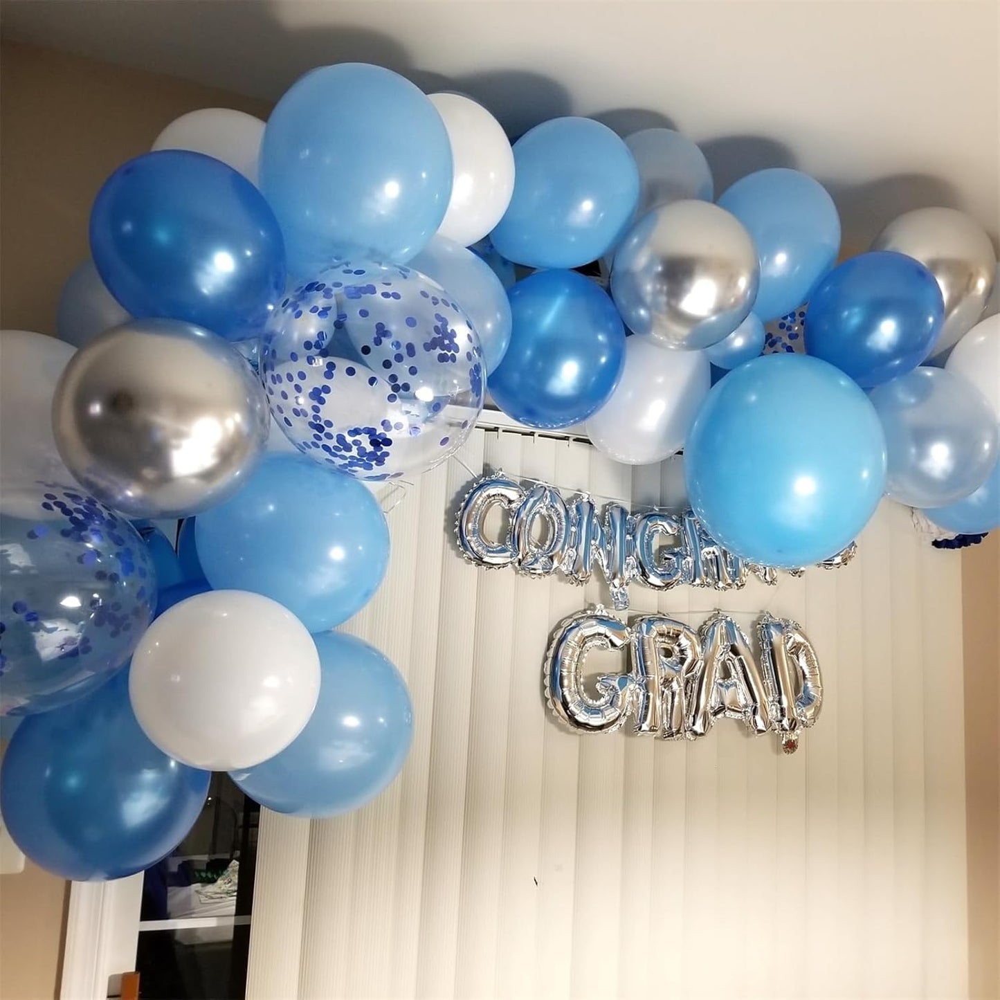 Blue and White Balloons, 35pcs 12 Inch Pearl Royal Blue Light Blue White Balloons, Pale Confetti for Boys Christening Baby Shower 1st Birthday Men Aqua Wedding Party Decorations Is-02