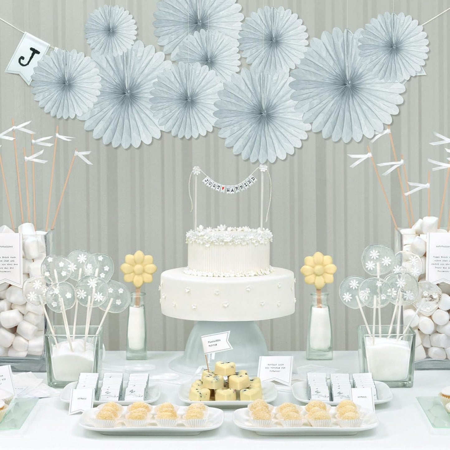 20 Pcs Gary Hanging Paper Fan, Hanging Honeycomb Round Paper Fans for Weddings, Birthdays, Christmas, Baby Showers, Classroom, Events Ceiling Party Supplies Decorations