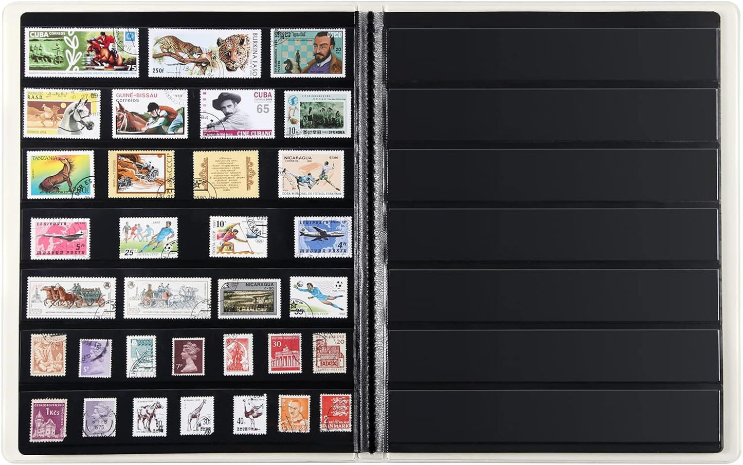 MUDOR Stamp Collecting Album, 7 Rows Pockets Stamp Book for Collectors, 10 Sheets Stamp Stockbook