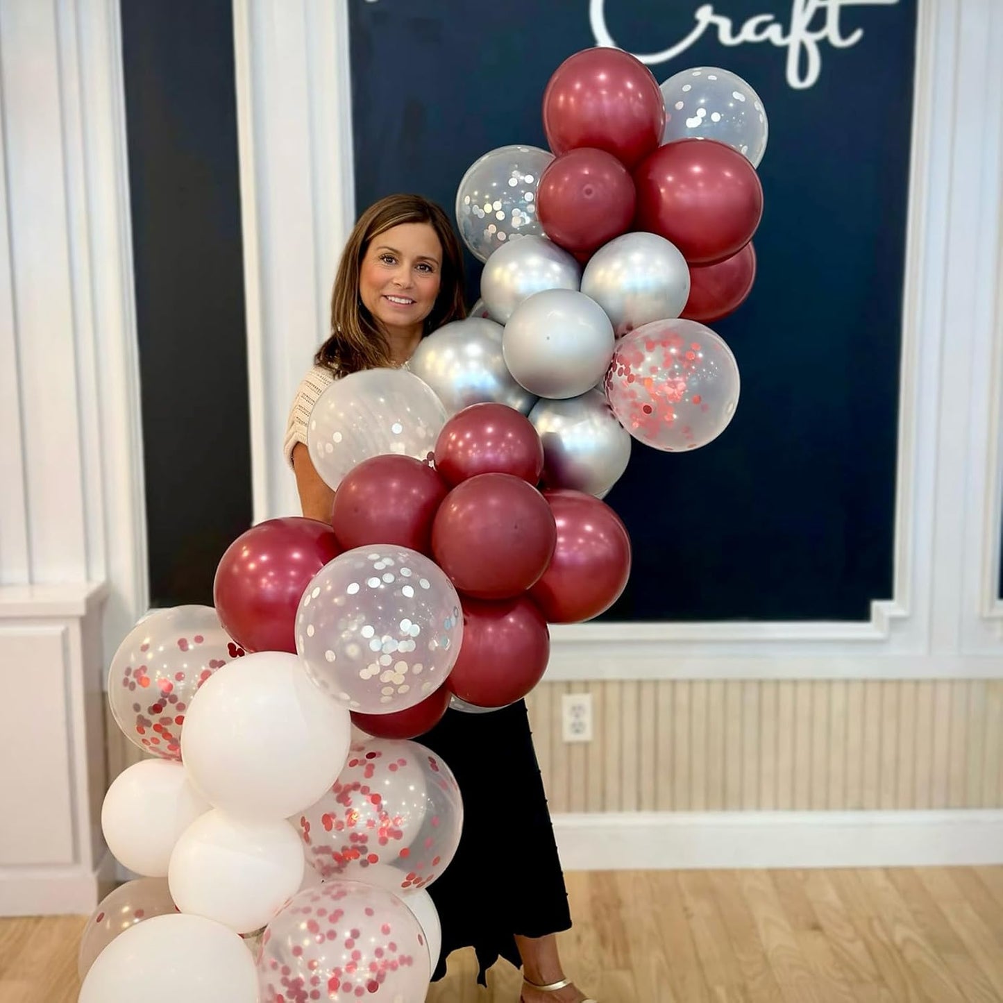 Burgundy Rose Gold Balloons, 52 PCS 12 Inch Wine Red Silver Rose Gold Latex Balloons with Confetti Balloons for Women Girls Birthday Wedding Bridal Shower Party Anniversary Decoration