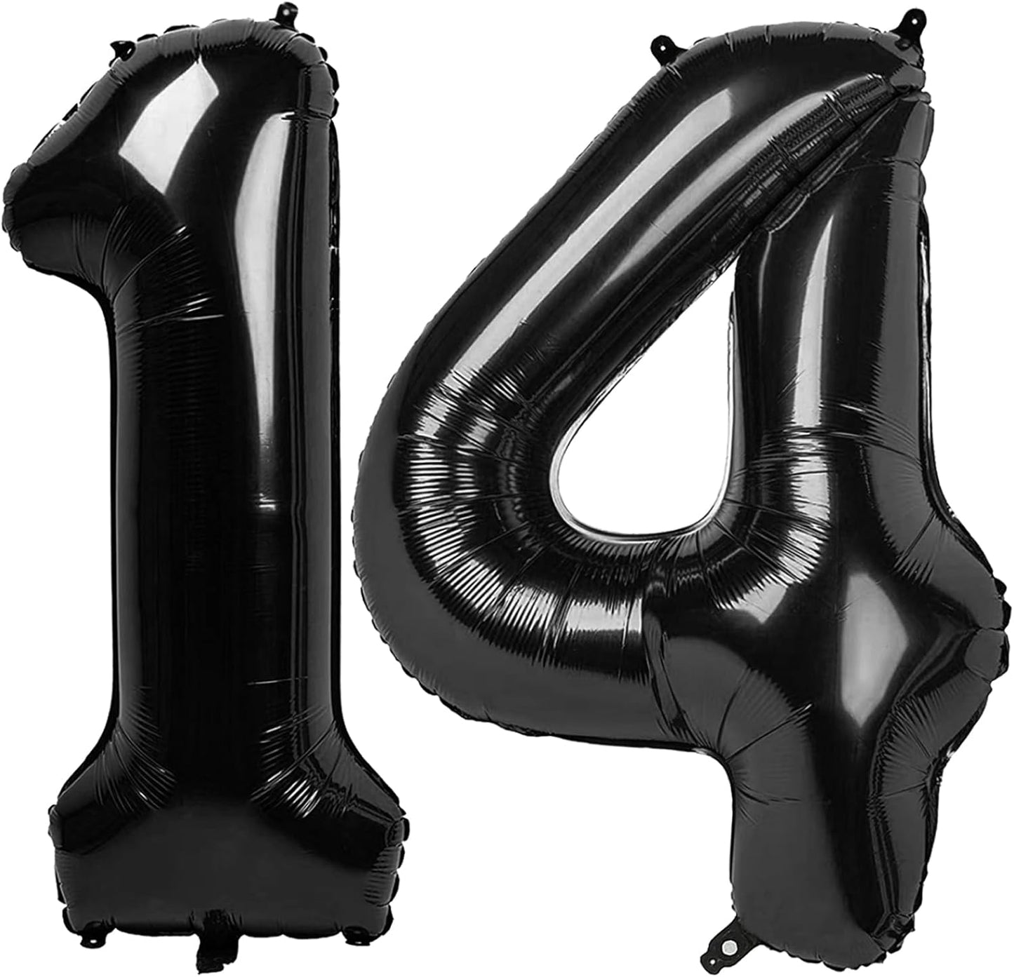 40 Inch Black Large Number 14 Birthday Balloon, Giant Numbers 14 41 Balloons, Foil Mylar Big Balloons for Anniversary Graduation Supplies Decorations