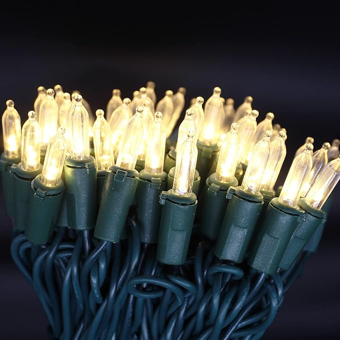 100-Count Warm White LED Christmas String Lights, 35 Ft Green Wire, UL Certified Connectable, Mini Xmas Lights Outdoor or Indoor (Warm White)