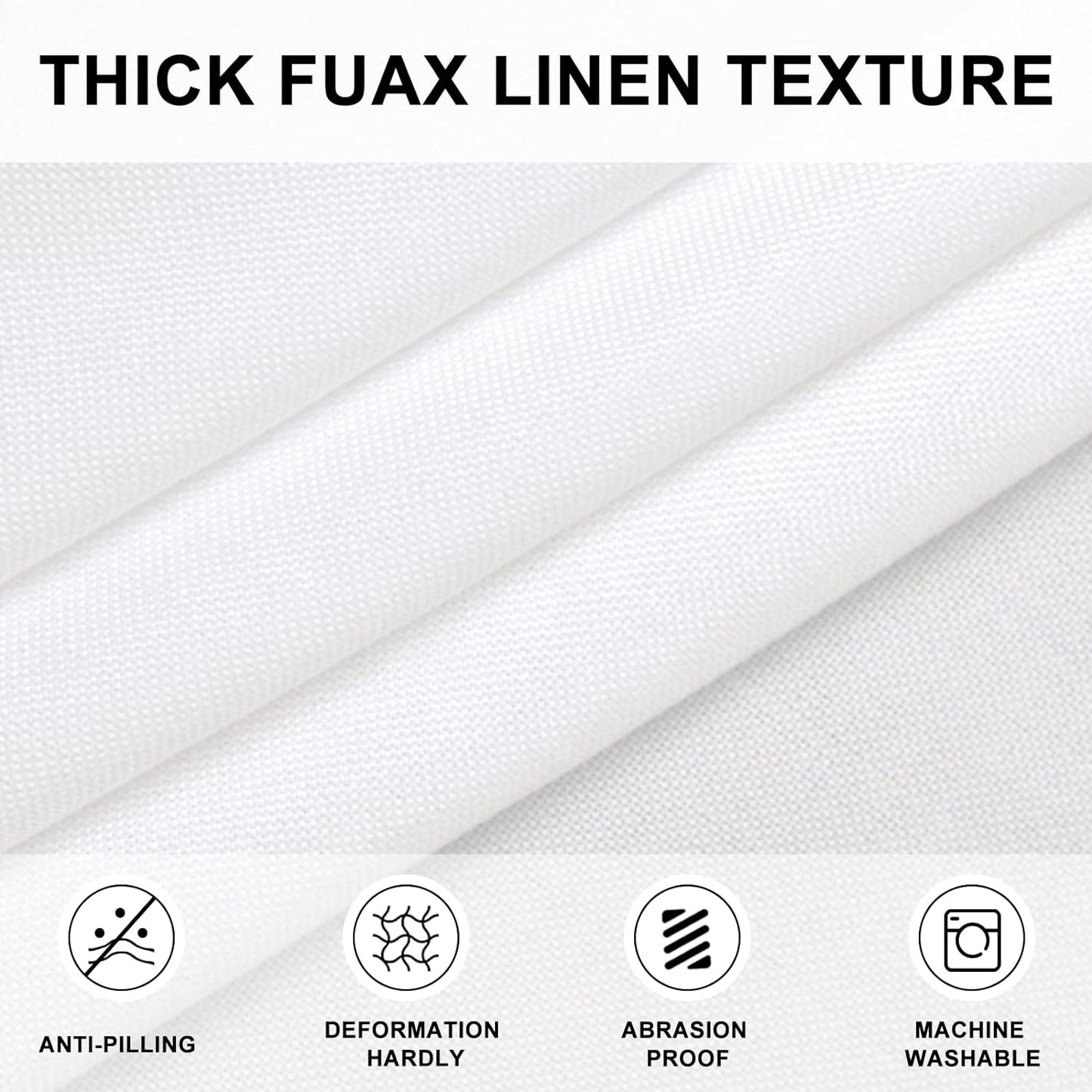 Hiasan Round Linen Tablecloth 120 Inch - Wrinkle and Stain Resistant Washable Polyester Fabric Table Cloth for Dining Room Kitchen Party, White