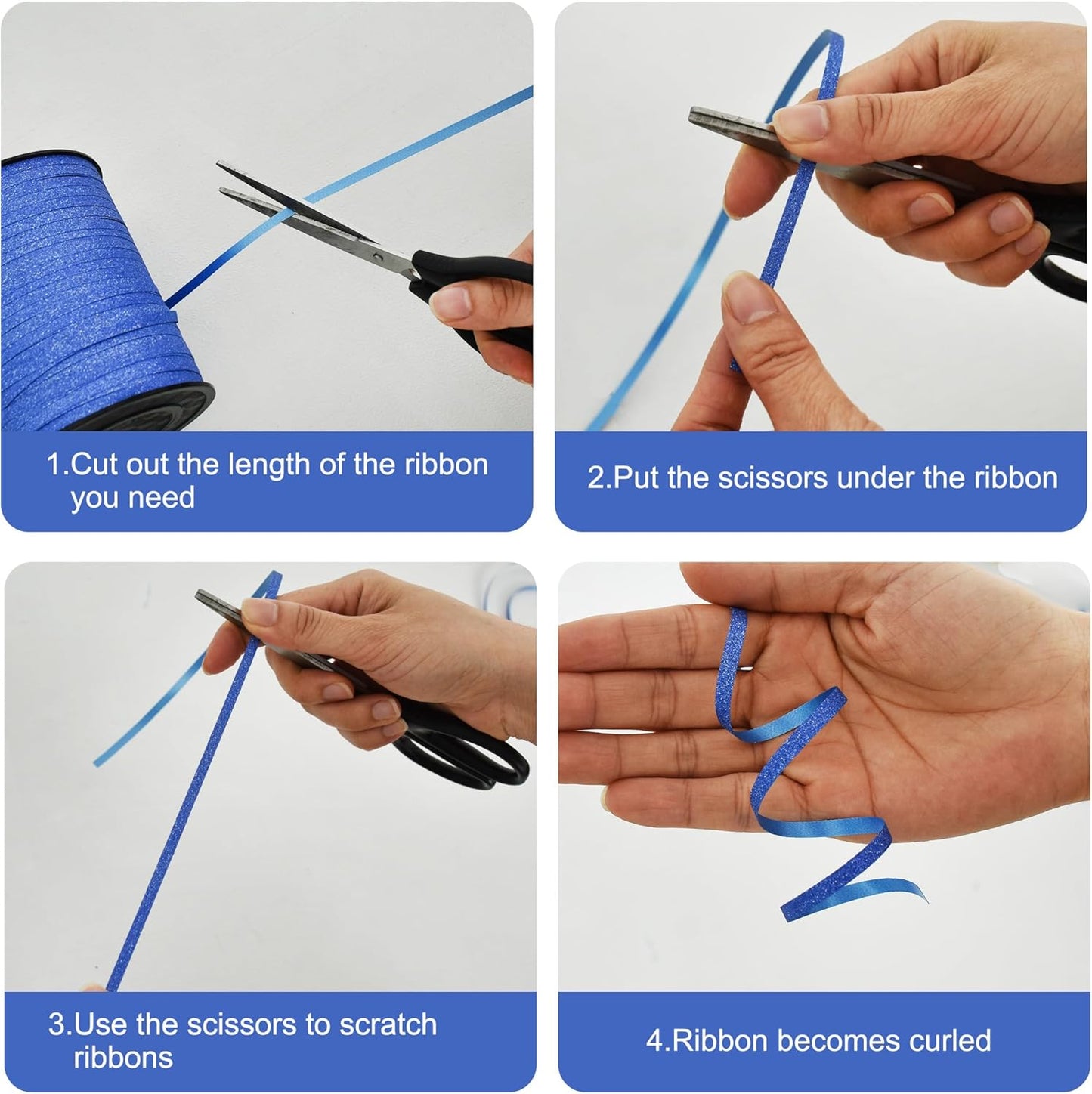 BEISHIDA 500 Yards Blue Glitter Ribbon Curling Crimped, Glitter Ribbon Balloon String Shiny for Gift Wrapping &Birthday Party Festival Art Craft Decor Florist Flowers Decoration