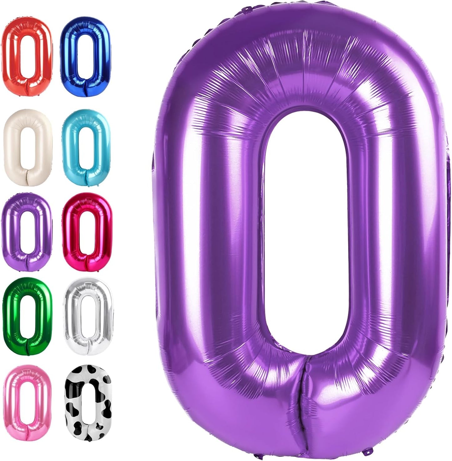 Purple 40 Inch 0 Number Balloons, 0 Decorations for 10 20 30 40 50 60 70 80 90 100Birthday, Foil Giant Birthday Graduations Anniversary Party Balloons