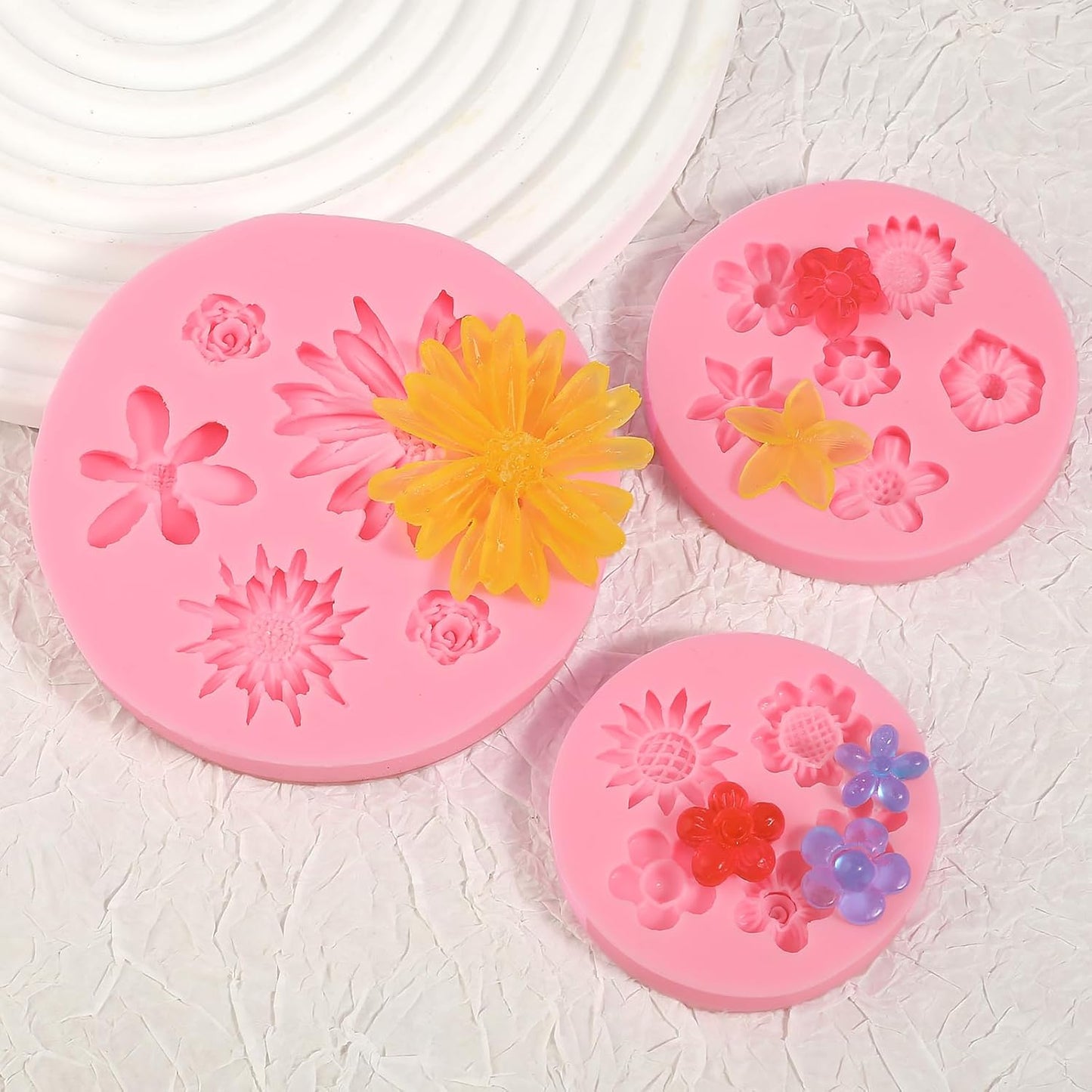 5 Pcs Daisy Flower Fondant Molds, Reusable Narcissus Flowers Chocolate Silicone Molds for Cupcake Decoration, Cookie Candy Dough Glue UV Resin Clay, Thanksgiving Mother's Day Gift