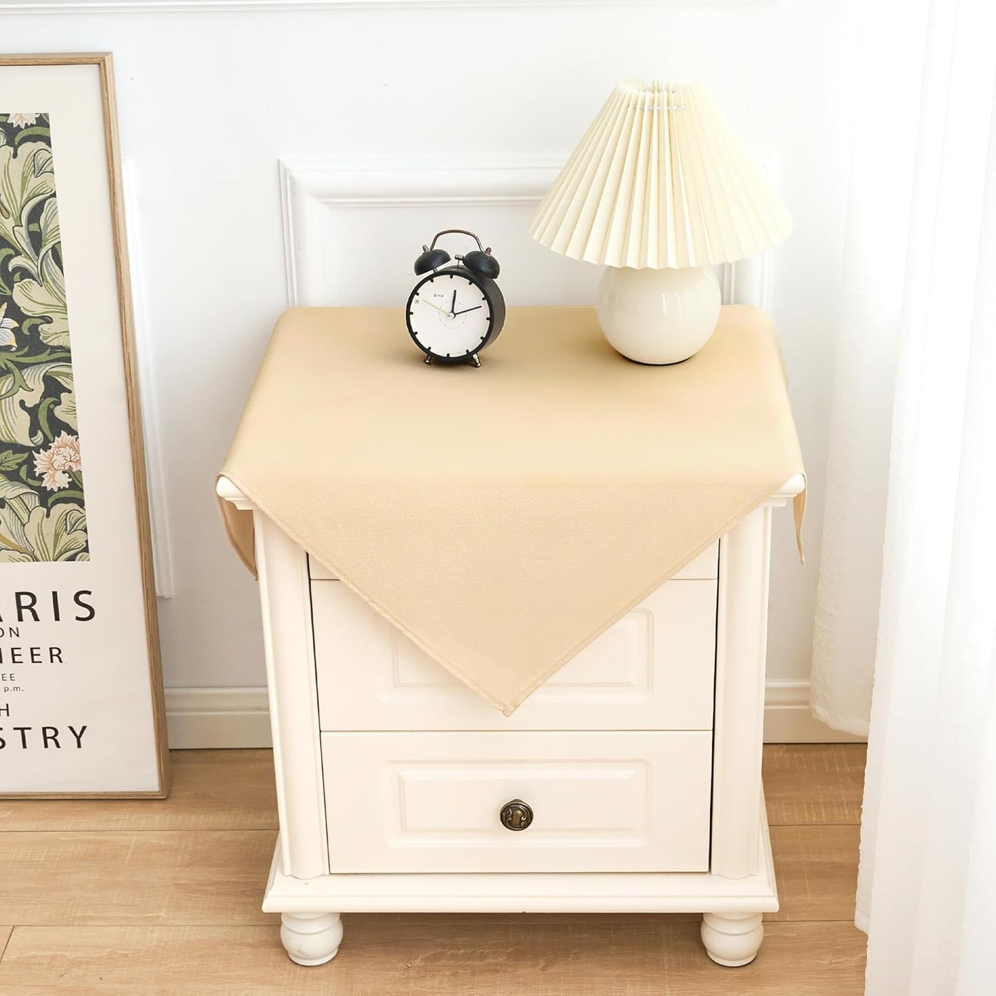 2 Pack Small Square Table Cloth 24X24 Inch Beige Washable Fabric Tablecloth Polyester Solid Table Cover for Night Stand End Table Side Table Outdoor Indoor